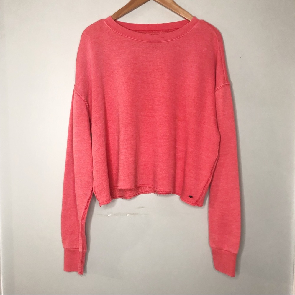 American Eagle | Cropped Crew Neck Pink Sweater LG